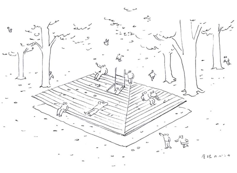 屋根のベンチ